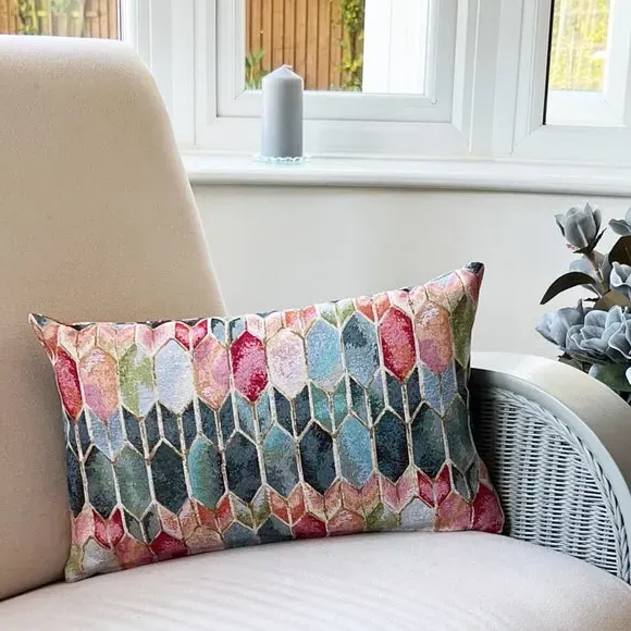 Rectangular Cushion Stained Glass - Multicolor