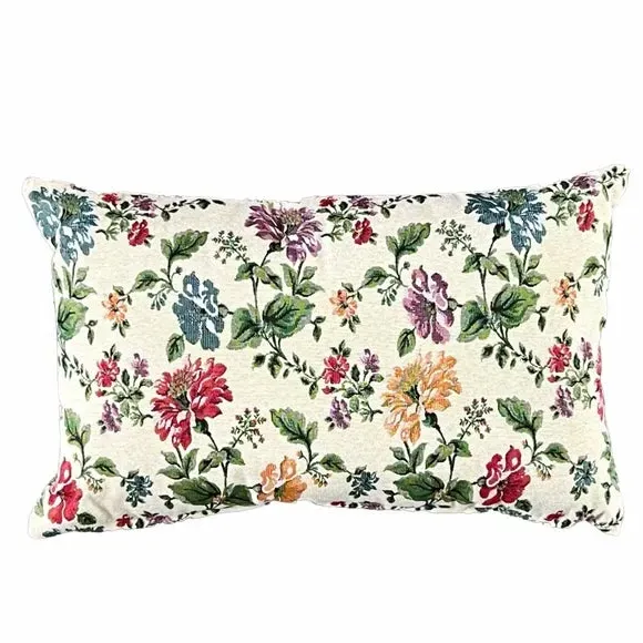 Rectangular Cushion with Floral Design - Multicolor