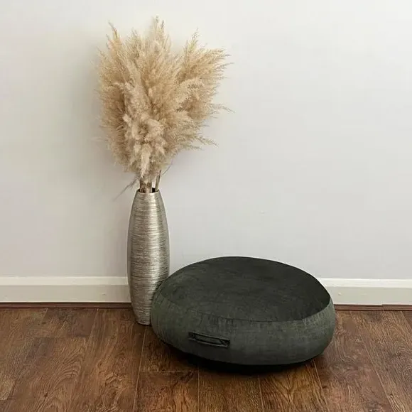 Round Floor Cushion with Handle - Moss Green
