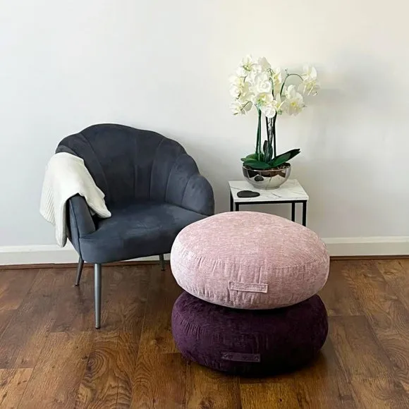 Round Floor Cushion with Handle - Purple