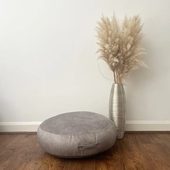 Round Floor Cushion with Handle - Silver image