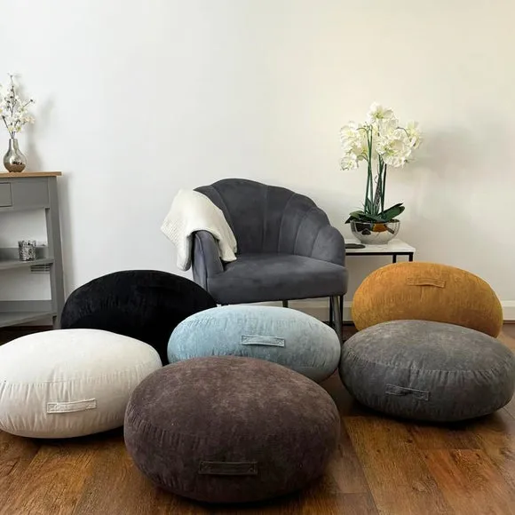 Round Floor Cushion with Handle - Sky