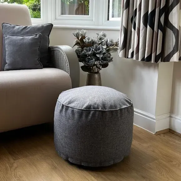 Round Pouffe with Removable Cover - Dark Grey image