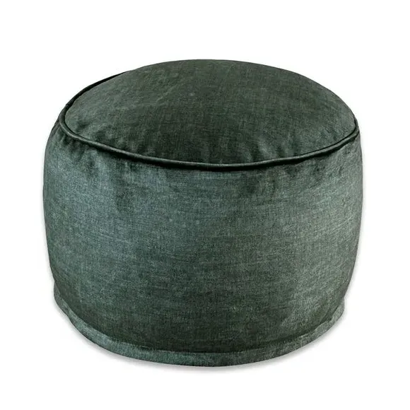 Round Pouffe with Removable Inner - Green, Fabric