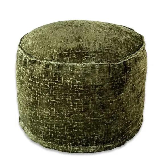 Round Pouffe with Removable Inner - Green, Fabric