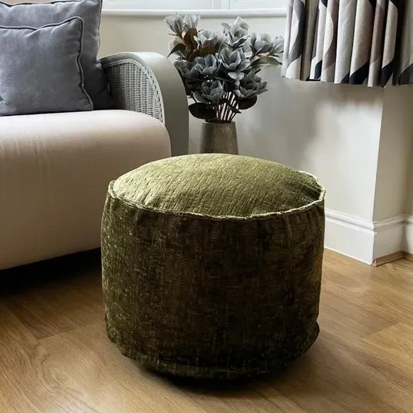 Round Pouffe with Removable Inner - Green, Fabric image