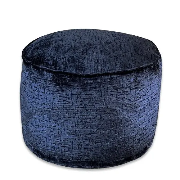 Round Pouffe with Removable Inner - Navy, Fabric