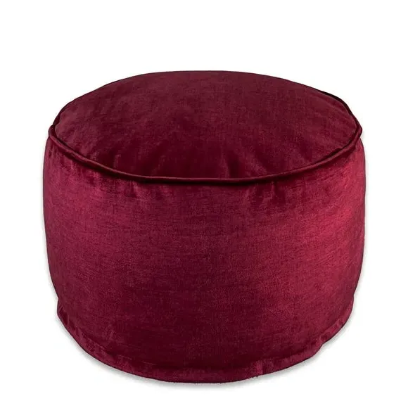 Round Pouffe with Removable Inner - Red, Fabric
