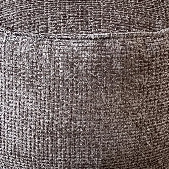 Round Pouffe with Waffle Texture - Brown, Fabric