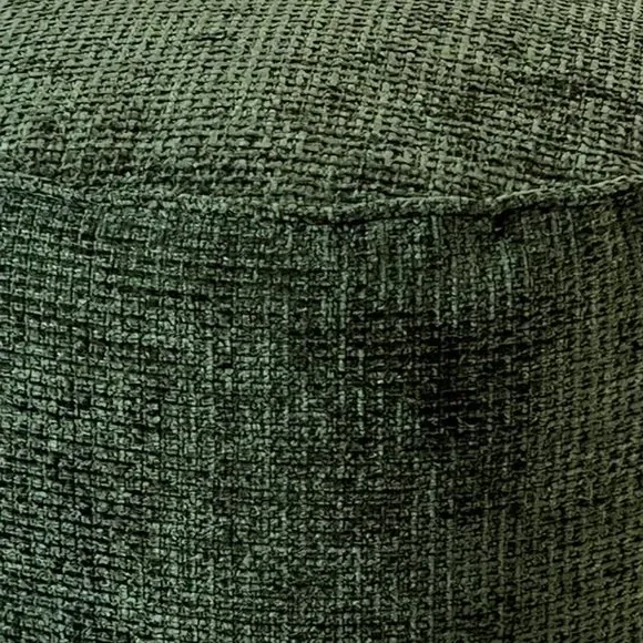 Round Pouffe with Waffle Texture - Green, Fabric