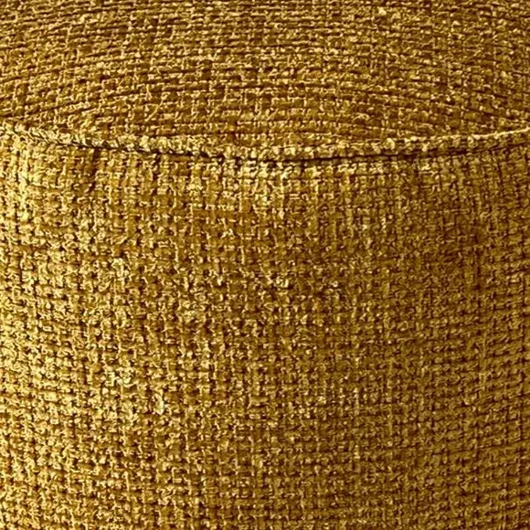 Round Pouffe with Waffle Texture - Yellow, Fabric