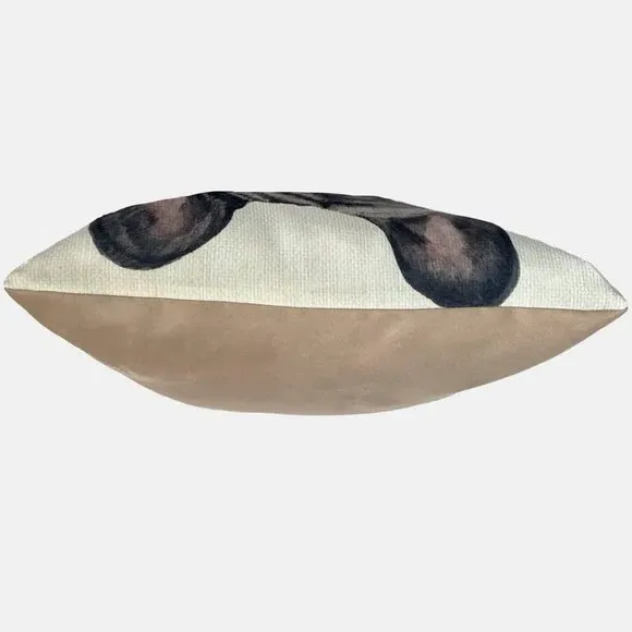 Square Cushion French Bulldog Print - Black