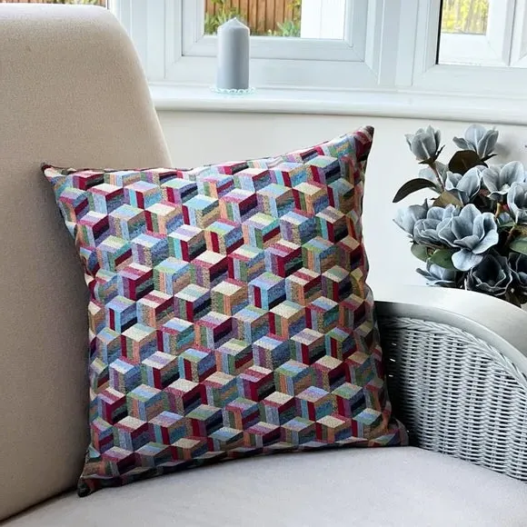 Square Cushion Geometric Print - Multicolor image