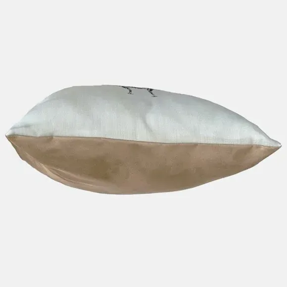 Square Cushion with Bee Print - Grey, Polyester