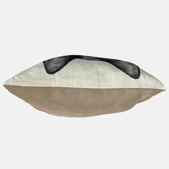 Square Cushion with Cat Print - Black, Polyester