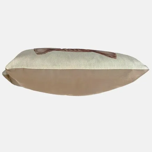 Square Cushion with Cat Print - Orange, Polyester