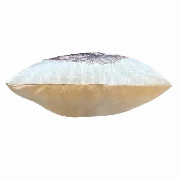 Square Cushion with Cockapoo Print - Cream