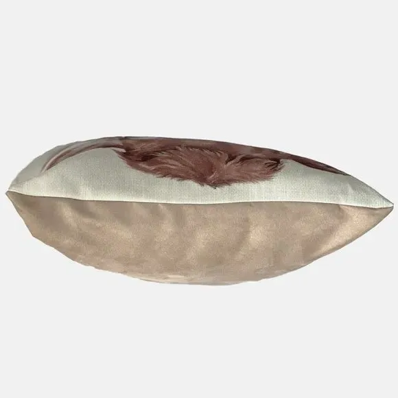 Square Cushion with Cow Print - Brown, Polyester