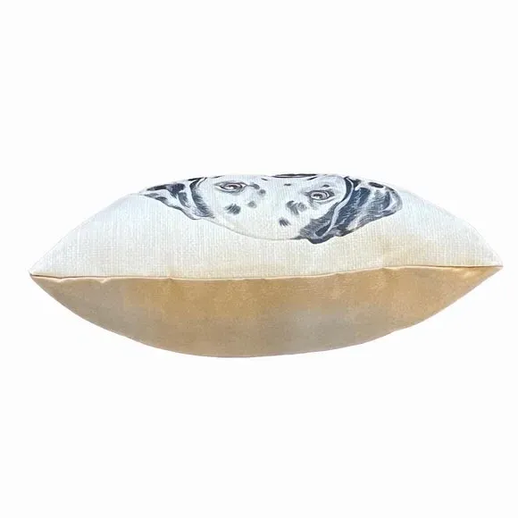 Square Cushion with Dalmatian Print - Cream