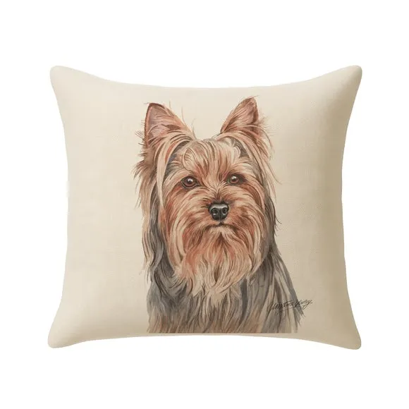 Square Cushion with Dog Design - Cream