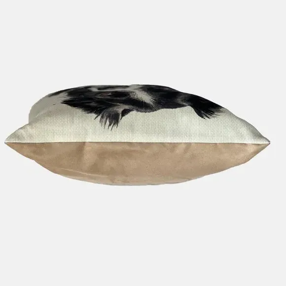 Square Cushion with Dog Print - Black, Polyester
