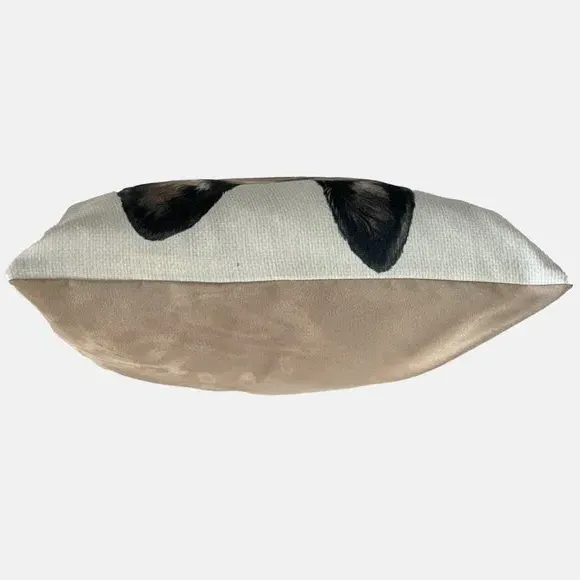 Square Cushion with Dog Print - Brown, Polyester