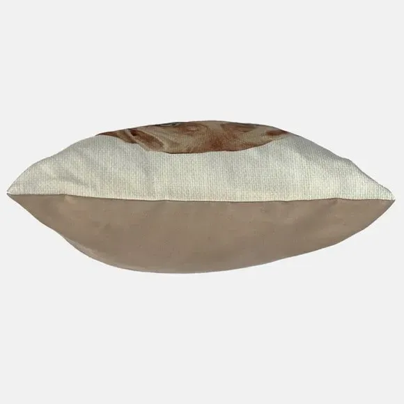 Square Cushion with Dog Print - Brown, Polyester