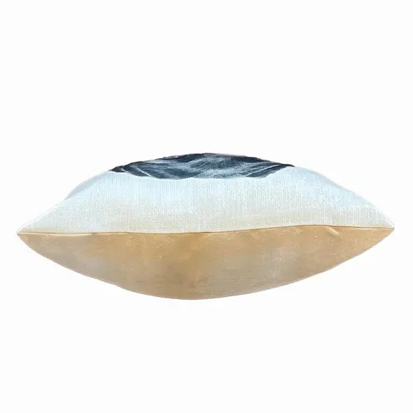 Square Cushion with Dog Print - Cream, Suede