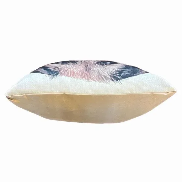 Square Cushion with Dog Print - Cream, Suede