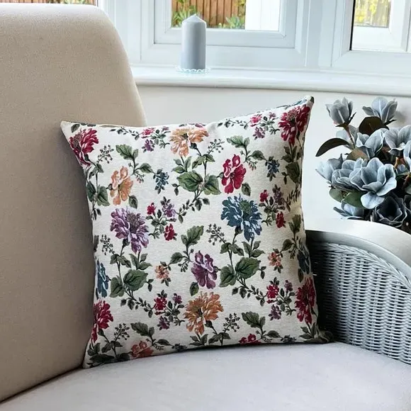Square Cushion with Floral Design - Multicolor image