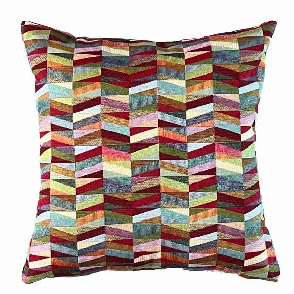 Square Cushion with Geometric Print - Multicolor