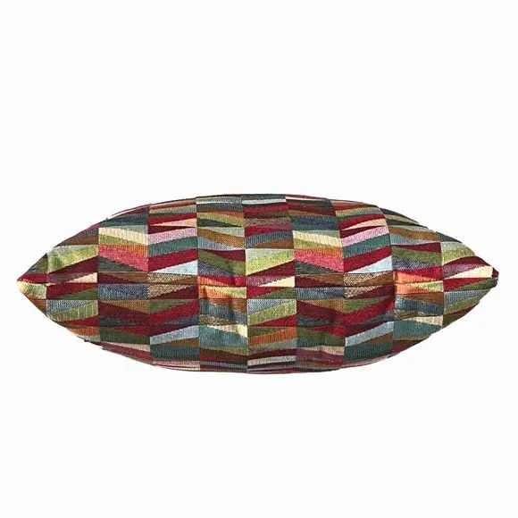 Square Cushion with Geometric Print - Multicolor