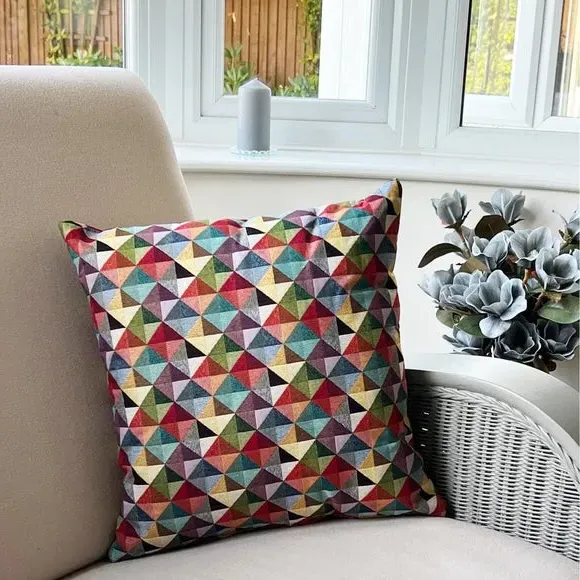 Square Cushion with Geometric Print - Multicolor image