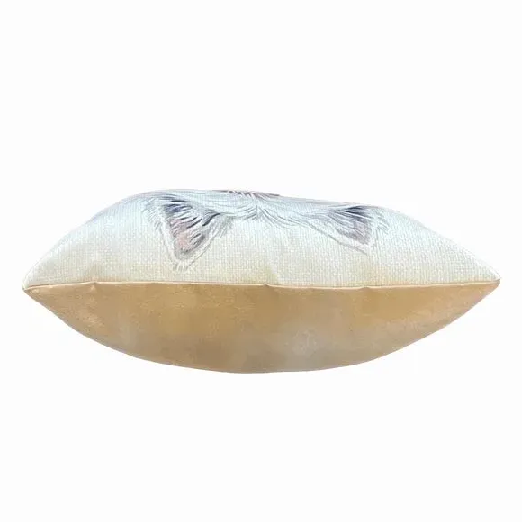 Square Cushion with Highland Terrier Print - Cream