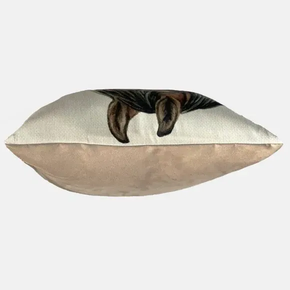 Square Cushion with Horse Print - Brown, Polyester