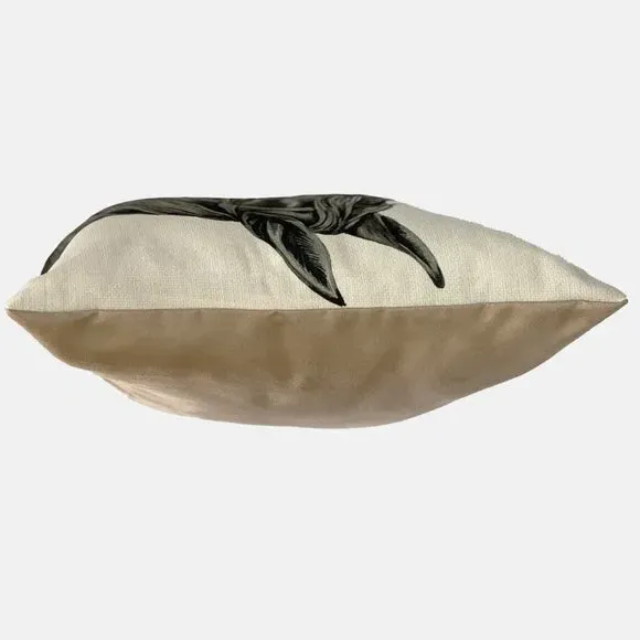 Square Cushion with Horse Print - Grey, Polyester