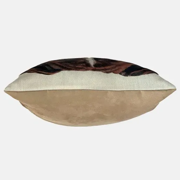 Square Cushion with Pet Print - Brown, Polyester