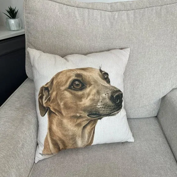 Square Cushion with Pet Print - Brown, Polyester image