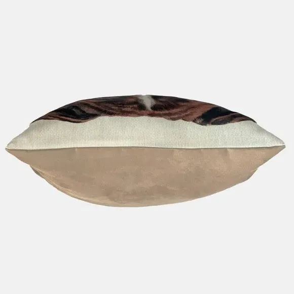 Square Cushion with Pet Print - Brown, Polyester