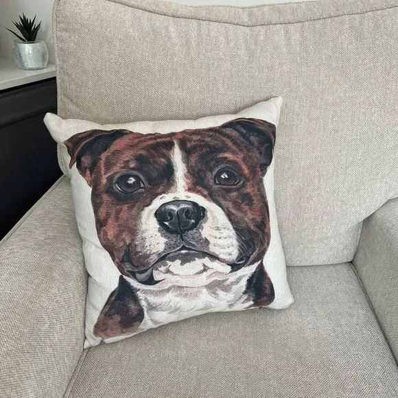 Square Cushion with Pet Print - Brown, Polyester image