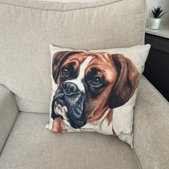 Square Cushion with Pet Print - Brown, Polyester image