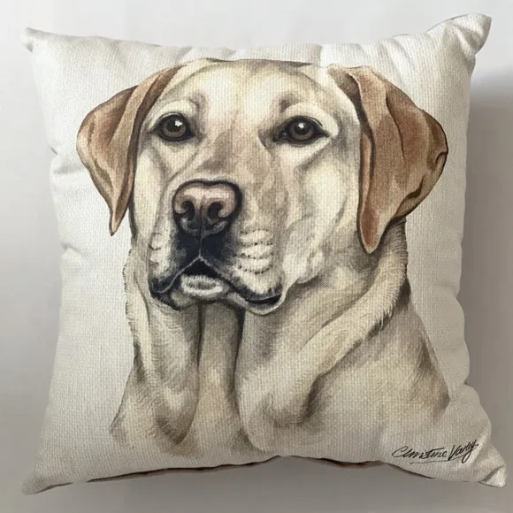 Square Cushion with Pet Print - Gold, Polyester
