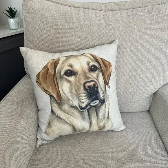 Square Cushion with Pet Print - Gold, Polyester image