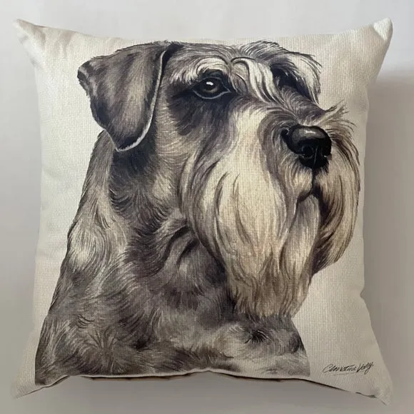 Square Cushion with Pet Print - Grey, Polyester