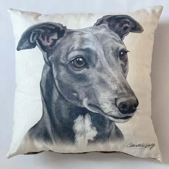 Square Cushion with Pet Print - Grey, Polyester