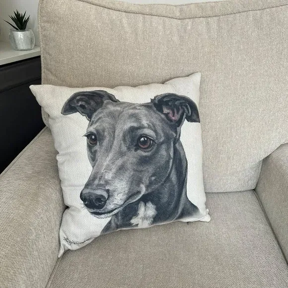 Square Cushion with Pet Print - Grey, Polyester image