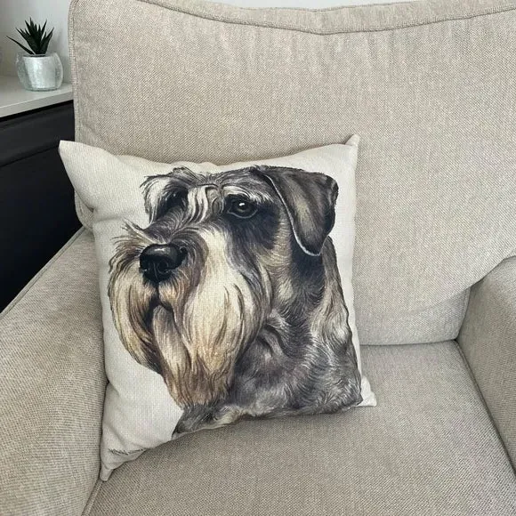 Square Cushion with Pet Print - Grey, Polyester