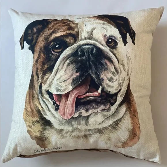 Square Cushion with Print - Brown, Polyester