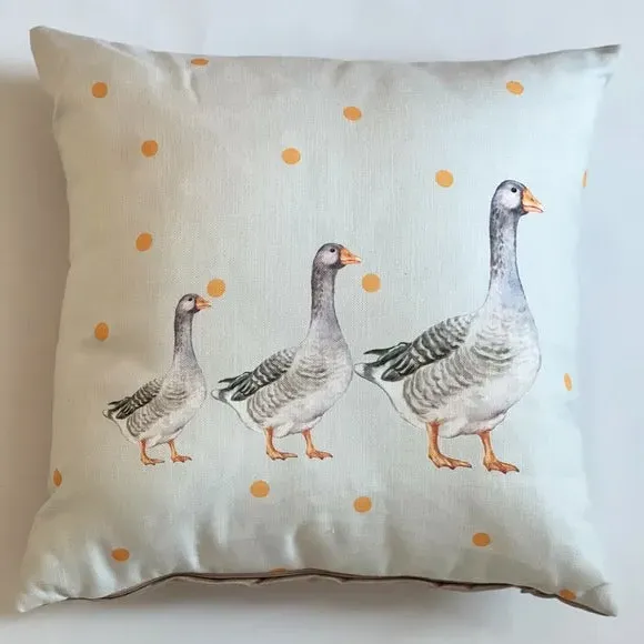 Square Cushion with Print - Grey, Polyester