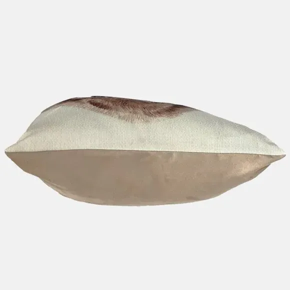 Square Cushion with Rabbit Print - Brown, Polyester